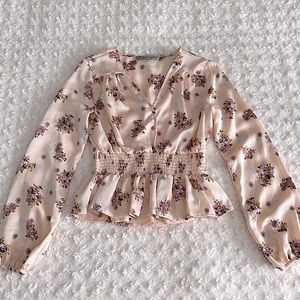 Gypsies & Moondust Pink Floral Blouse Long Sleeve